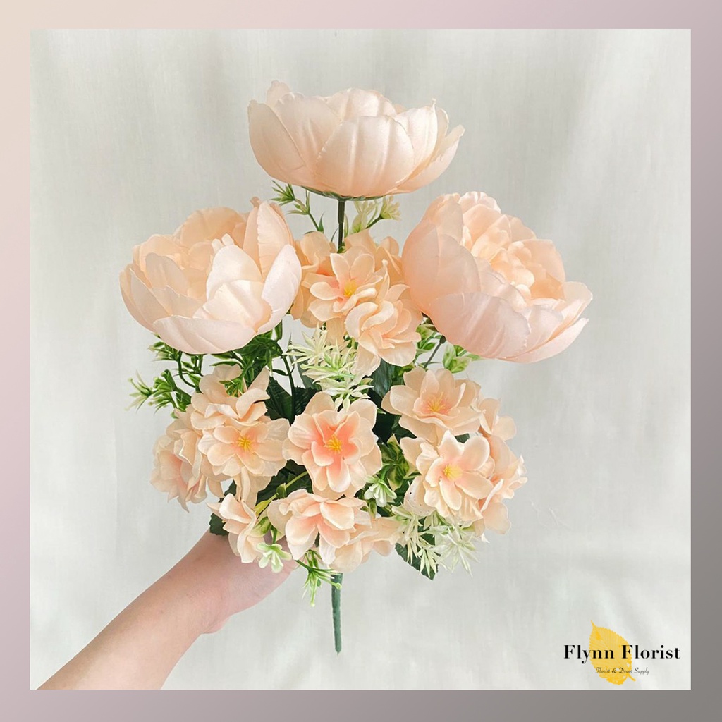 Bunga Peony Ball mix Cherry Blossom X7 (satuan) Bunga Artificial / Bunga Plastik / Bunga Dekorasi-3