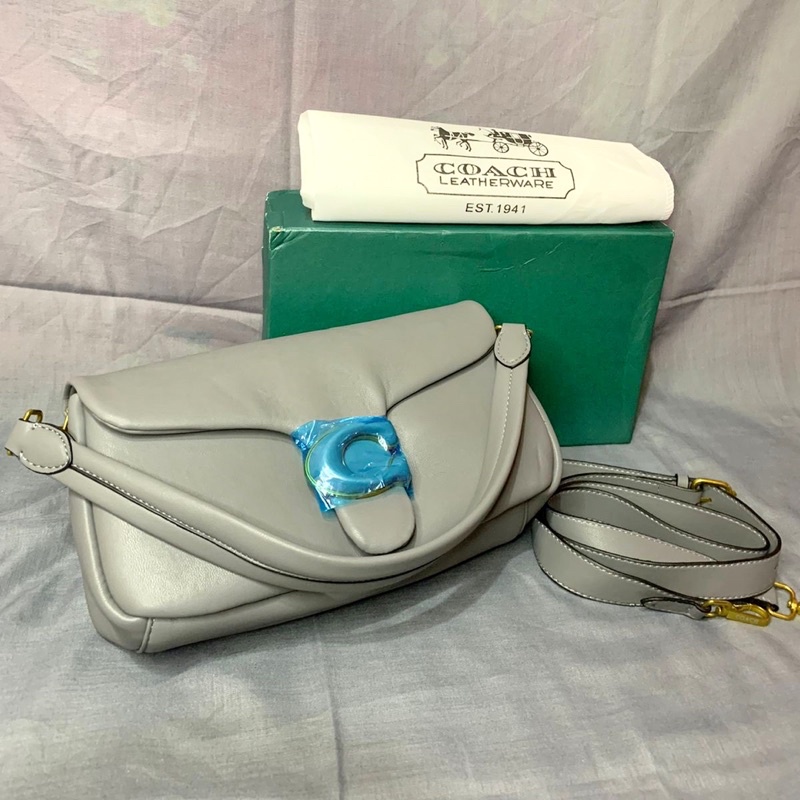 TAS COACH PILLOW TABBY SHOULDER BAG - GREY - REALPICT FREE TALI PANJANG