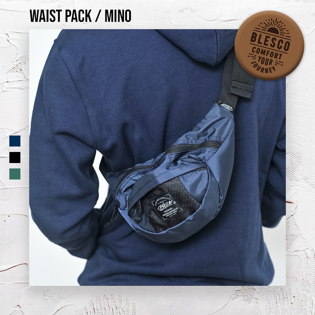 Tas Pinggang Pria Warna Navy - Blesco Mino Waist Bag Mini Simple Untuk Hangout