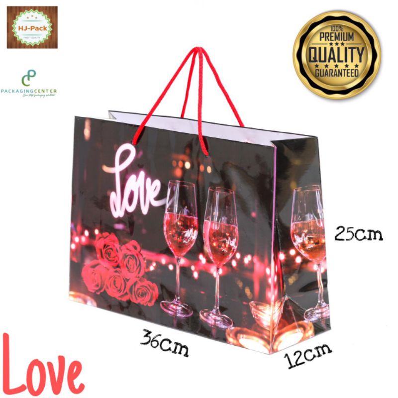 

Paperbag LOVE 36x12x25 Goodie Bag Glosy Premium Luxury Terlaris