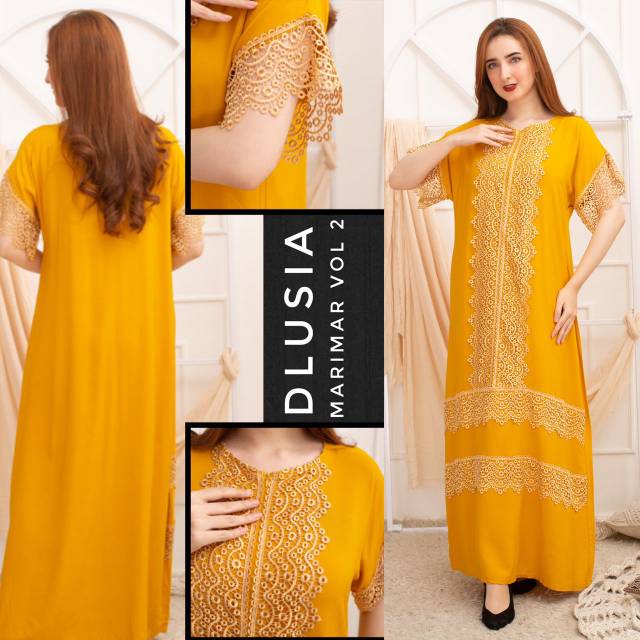 Dlusia Marimar Vol 2 Gamis Arab Renda Rayon Premium Lengan Pendek  Busui Baju Wanita Muslim Kekinian