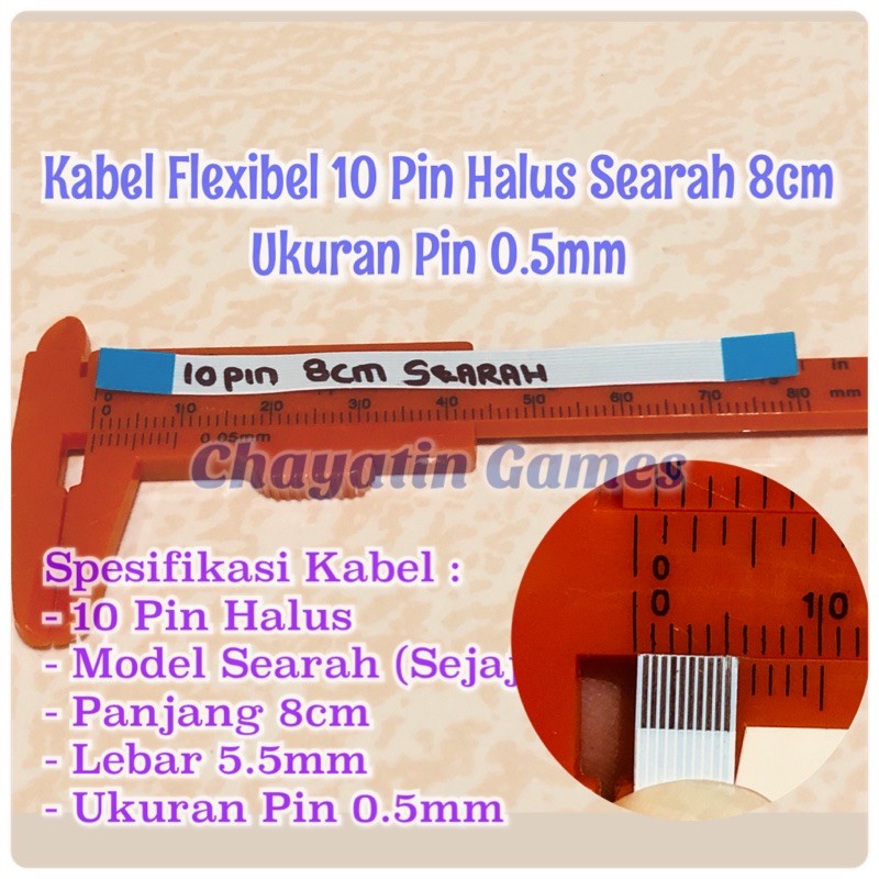 Kabel Flexibel 10 Pin Halus Searah Panjang 8cm - Ukuran Pin 0.5mm