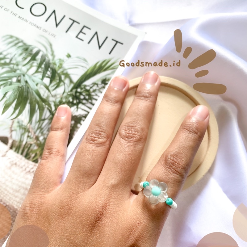 CINCIN MANIK PUTIH BUNGA PASTEL