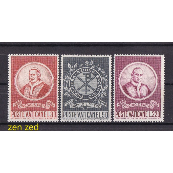 

0432 Perangko Vatican City 1969 The Circle of Sct. Peter 3v Mnh