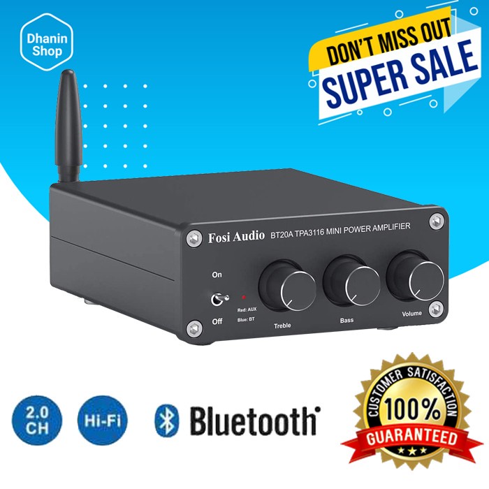 Power Amplifier Amplifer Ampli Mini Bluetooth Class D Stereo 2 Channel TPA3116D2 24 Volt 100 Watt Fo