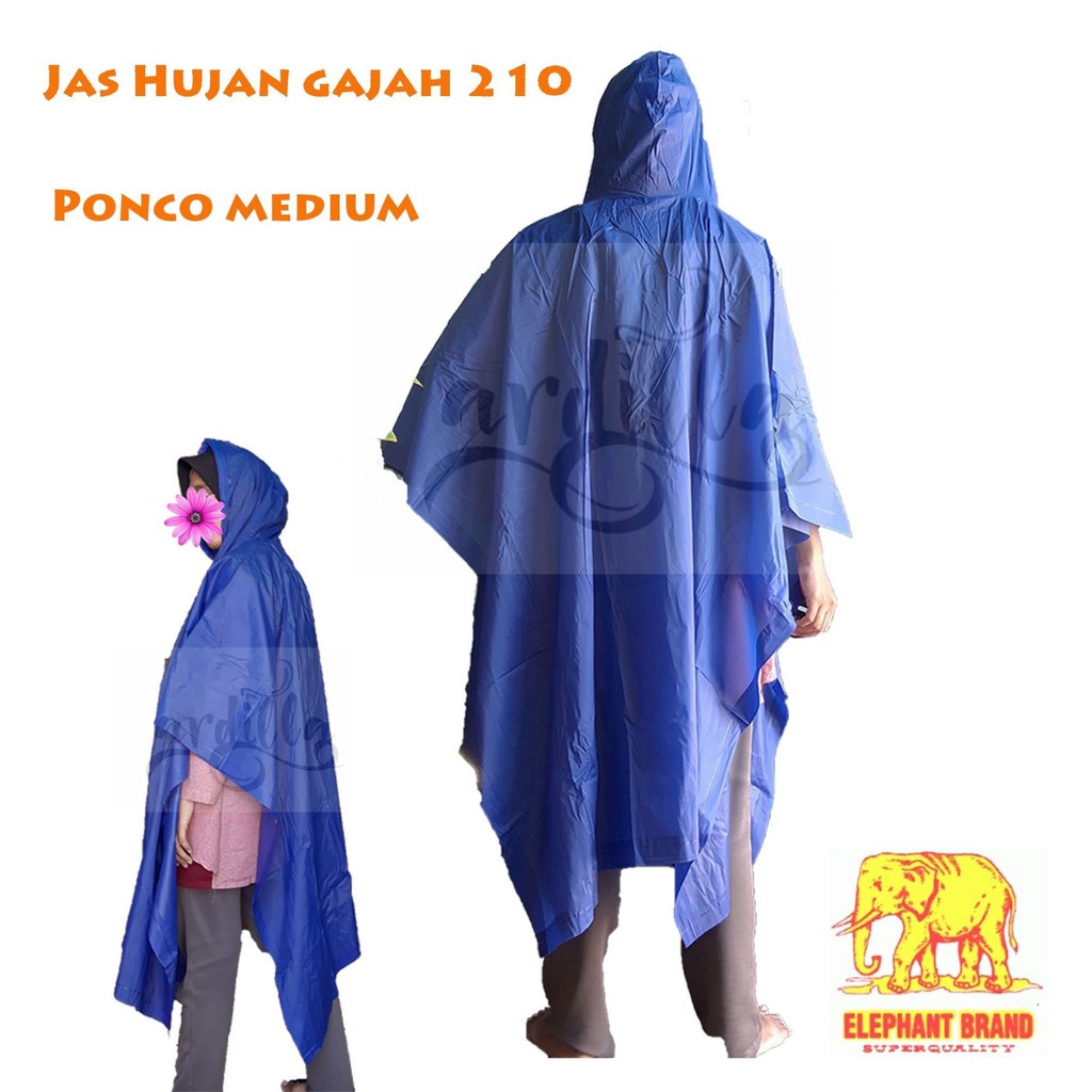 JAS HUJAN PONCHO MEDIUM CAP GAJAH - Biru