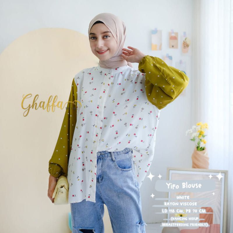 Yifo blouse motif 2in1 modern by ghaffa the label