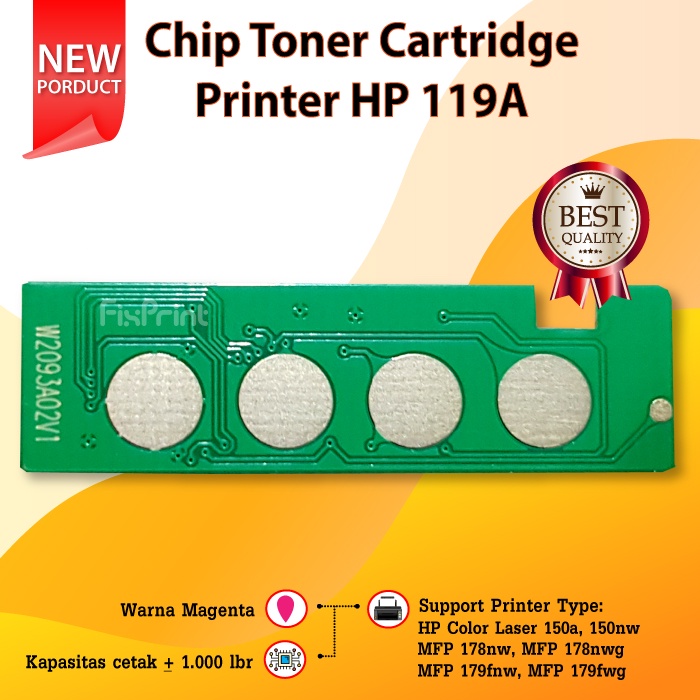 Chip Toner Cartridge 119A W2090A Laser Colour Laser 150a 150nw MFP 178nw 179nw 179fnw 179fwg