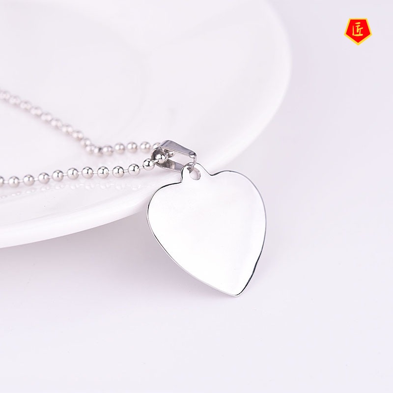 [Ready Stock]Creative Necklace European and American Heart-Shaped Pendant Commemorative Plaque