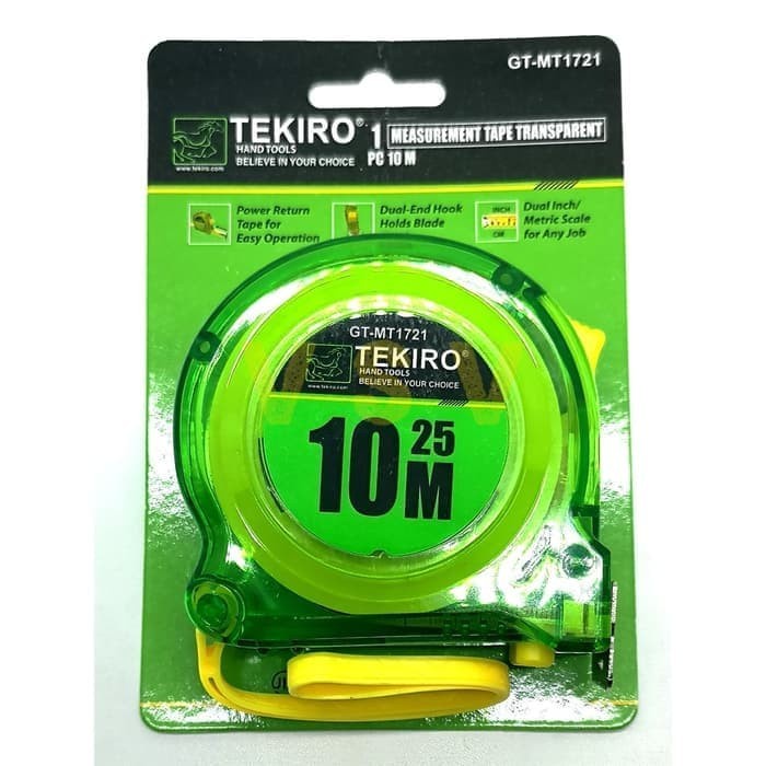 TEKIRO ROL METERAN 10 METER TRANSPARAN 10M MEASURING TAPE GT-MT1721