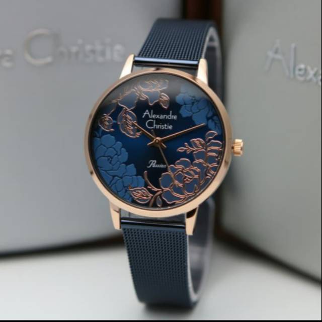 Jam wanita Alexandre christie AC2853 biru rosegold