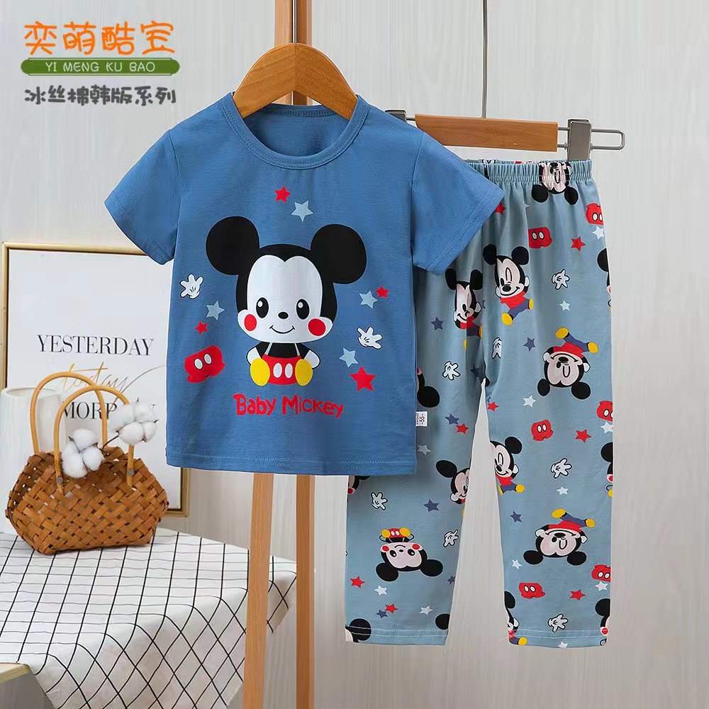 FORSLEEP SL2207 TSUM TSUM CP Piyama 1-9 tahun KUBAO Atasan Lengan Pendek Celana Panjang Baju Tidur A