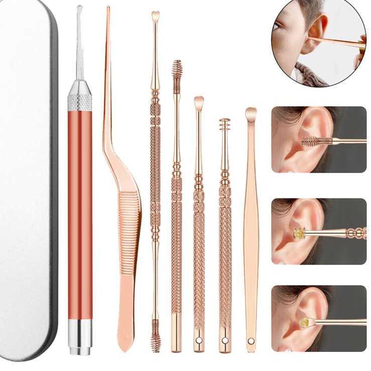 ✷ Alat Pembersih Telinga Korek Kuping Ear Spoon LED Light Isi 7 PCS JC9 TUBABA STORE ✭
