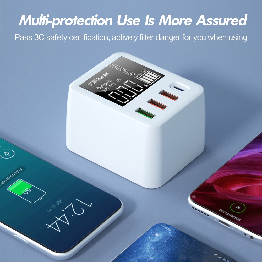 30W USB Fast Charger Quick Charge QC 3.0 Type C Mobile Phone 3 USB Port Hubs Smart Charger