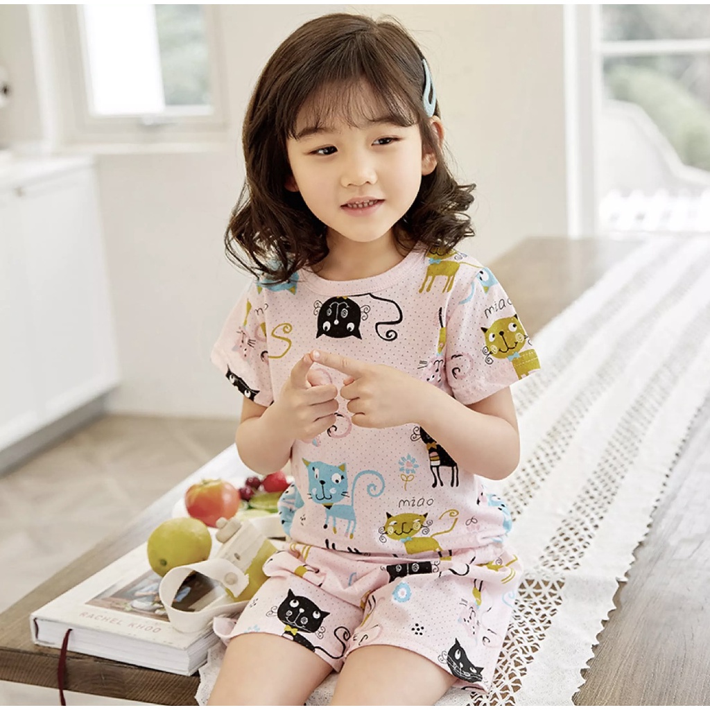 Set Nayeon uk 1-3 Tahun / Baju Tidur Anak Perempuan Lengan Celana Pendek Piyama setelan kualitas Import babycinnamon