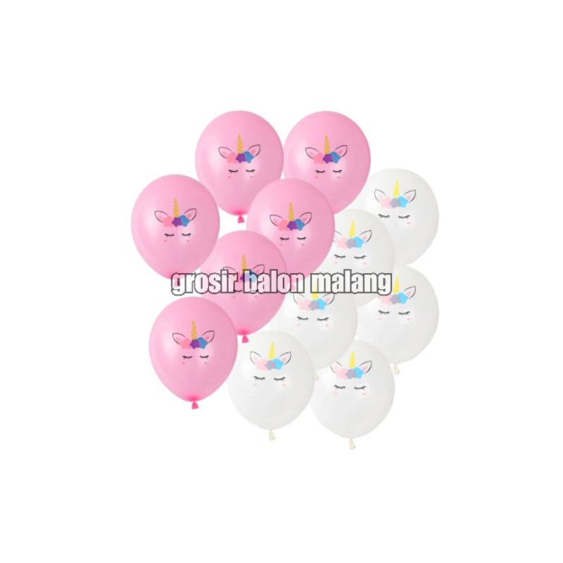 balon latex ultah happy birthday print sablon unicorn