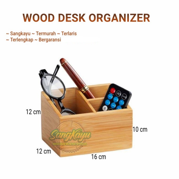 

Desk set pen holder tempat pulpen pensil remot alat tulis meja kantor - KAYU MAHONI