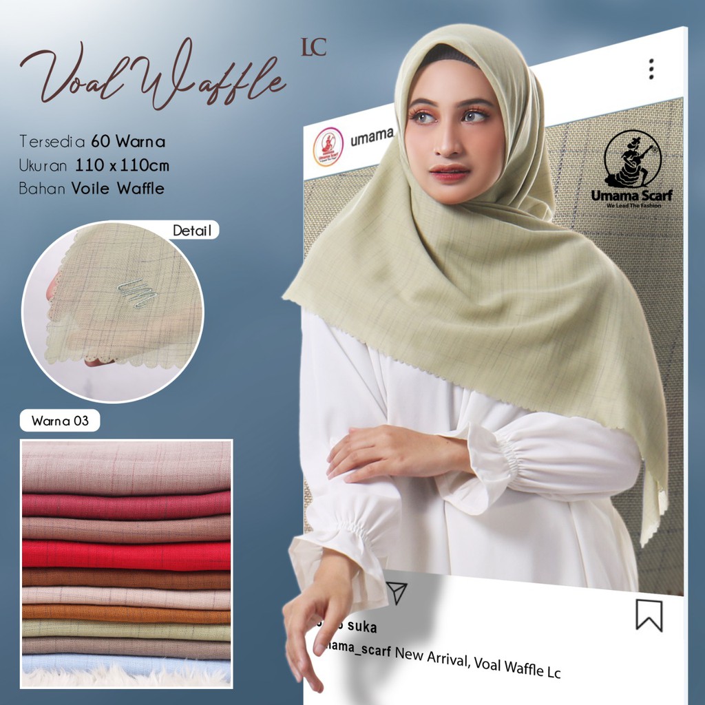 Grosir Jilbab Umama Hijab Segiempat Voal Waffle LC Grosir Jilbab Umama Hijab Segiempat Voal Waffle LC