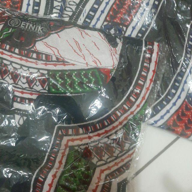 Baju Etnik Kaos Etnik Dashiki Bohemian Style All Size Pria Wanita Putih Biru