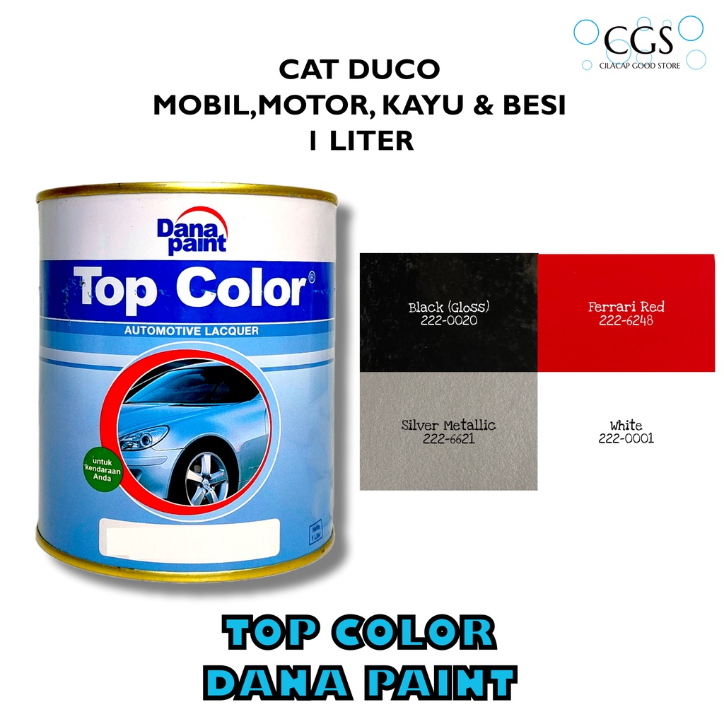 Jual Cat Duco Top Color Liter Putih Hitam Silver Biru Merah Abu Danapaint Cat Mobil