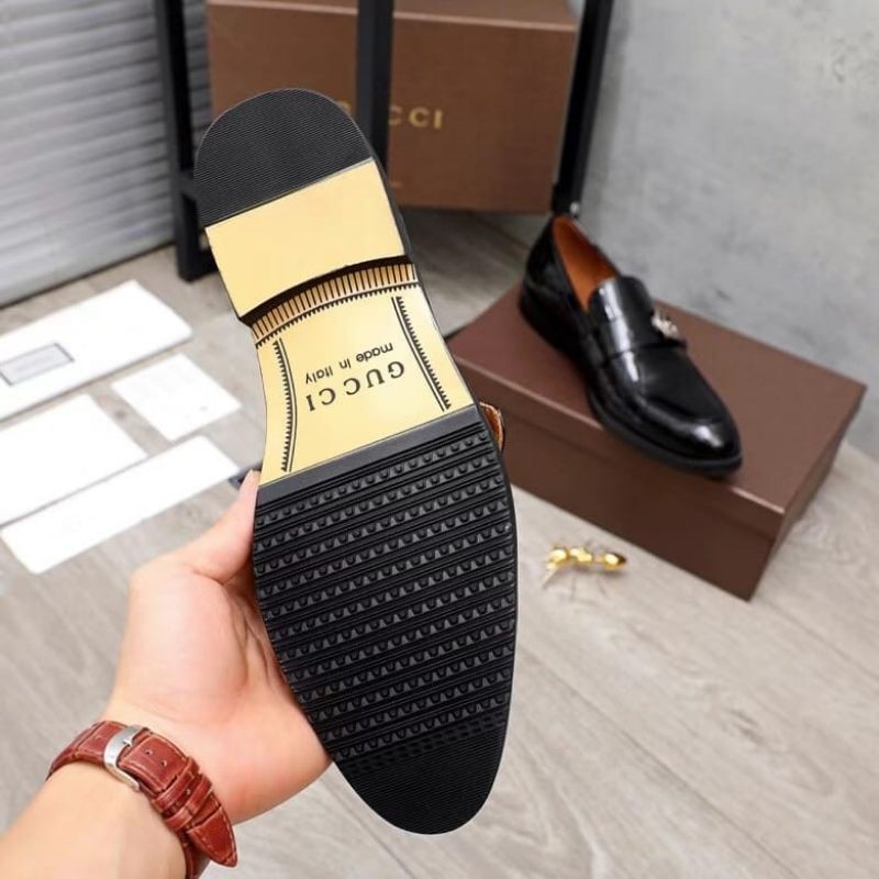 sepatu gucci pantofel mirror quality formal shoes kantor resmi  pria hitam kerja