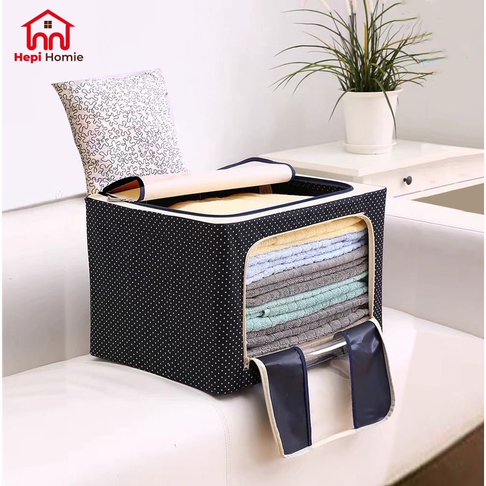 [HH] FOLDABLE STORAGE BOX DOUBLE ZIPPER 66L 100L / KOTAK TEMPAT PENYIMPANAN PAKAIAN BAJU SELIMUT LIPAT SERBAGUNA BESAR 66 100 LITER