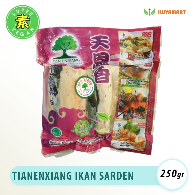 

Tian En Xiang Sardines Vegan 250 gr / Ikan Sarden Vegetarian / Evergreen / Two leaves