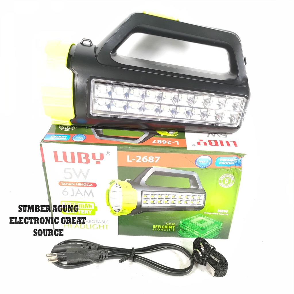 Luby L2687 Senter Tangan Hijau Jumbo Besar 5W Tahan 6Jam 1500mAh Awet