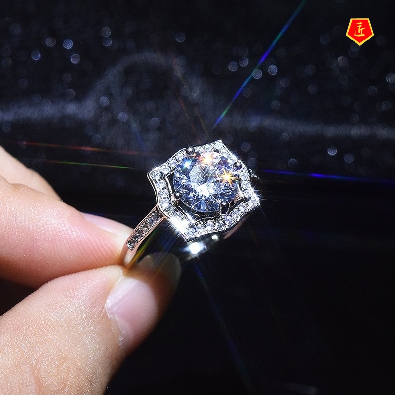 [Ready Stock]Women's Simple Moissanite Pt950 Platinum Ring Fashion