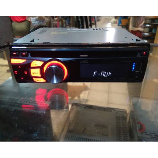 Headunit singledin jvc cd mp3 usb aux radio am fm audio mobil
