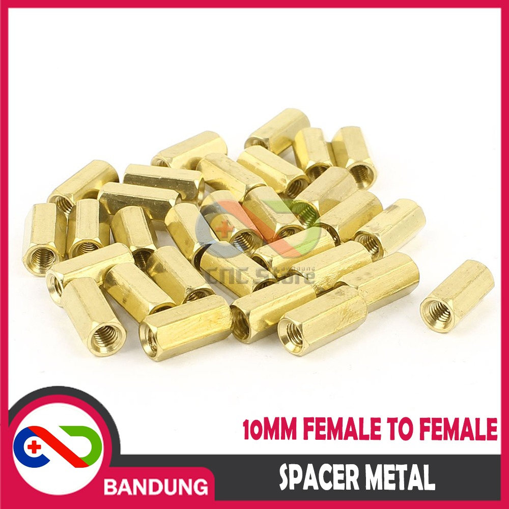 SPACER PCB METAL LOGAM 10x3MM FEMALE COOPER KUNINGAN HEXAGON PLUS BAUD