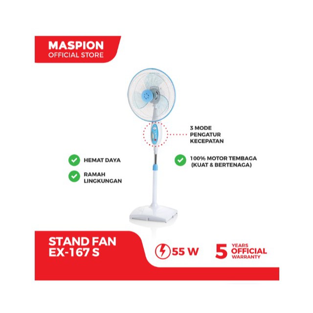 Maspion Stand Fan / Kipas Angin Berdiri 16&quot; 2in1 EX-167 S Desk Fan