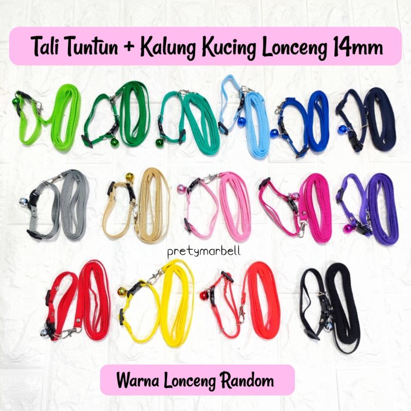 Tali Kucing + Kalung Lonceng 14mm / Tali Kucing Murah