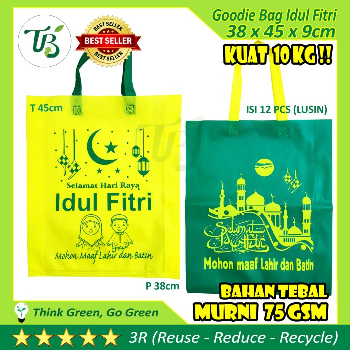 

✨ BISA COD ✨ Goodie Bag IDUL FITRI 38x45x9cm Tas Spunbond Lebaran bukan paper bag - Kuning