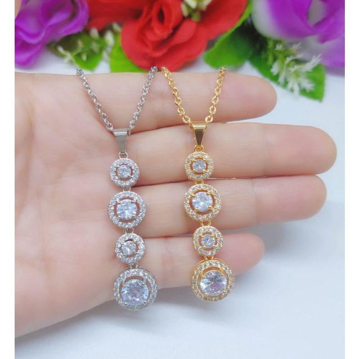 Set Perhiasan Kalung+Liontin Xuping Permata Lapis Emas 18k