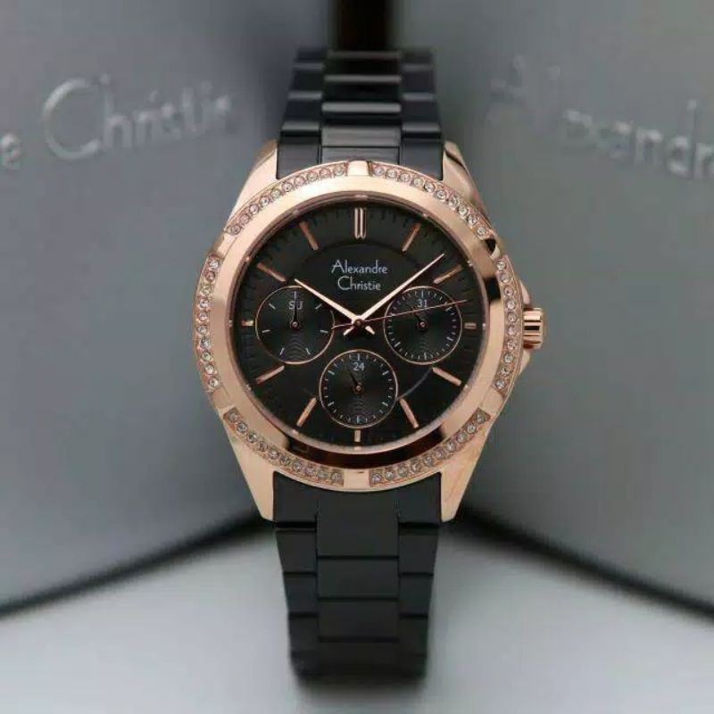 Alexandre Christie Wanita Ac 2826 Black Rosegold /Garansi Resmi 1 Tahun