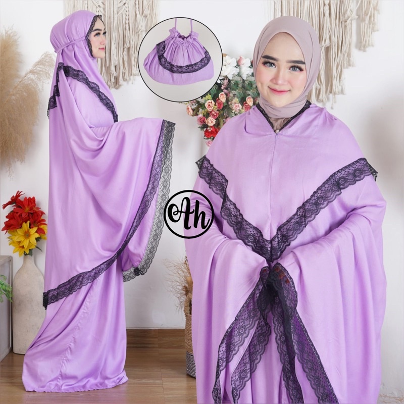 (BISA COD)Mukenah hasinah Rayon motif viscose premium free tasbih