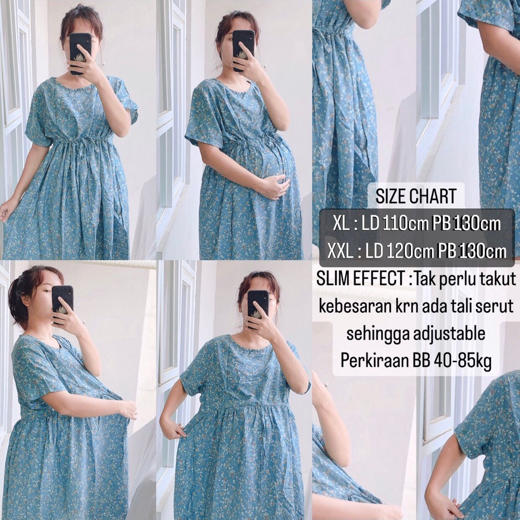 NARA - Baju Menyusui Bukaan Kanan Kiri Samping Daster Dress Jumbo Busui Panjang Hamil Nursingwear