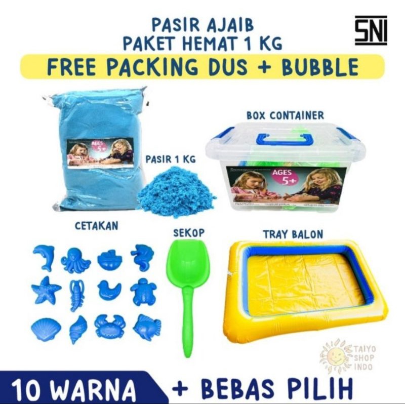 Mainan pasir magic cotton sand 1 kg lengkap box alas balon cetakan - Pasir ajaib mainan anak - Pasir ajaib murah - Pasir ajaib warna warni - Pasir ajaib multiwarna - Pasir ajaib mainan anak lengkap - Cetakan pasir ajaib mainan anak