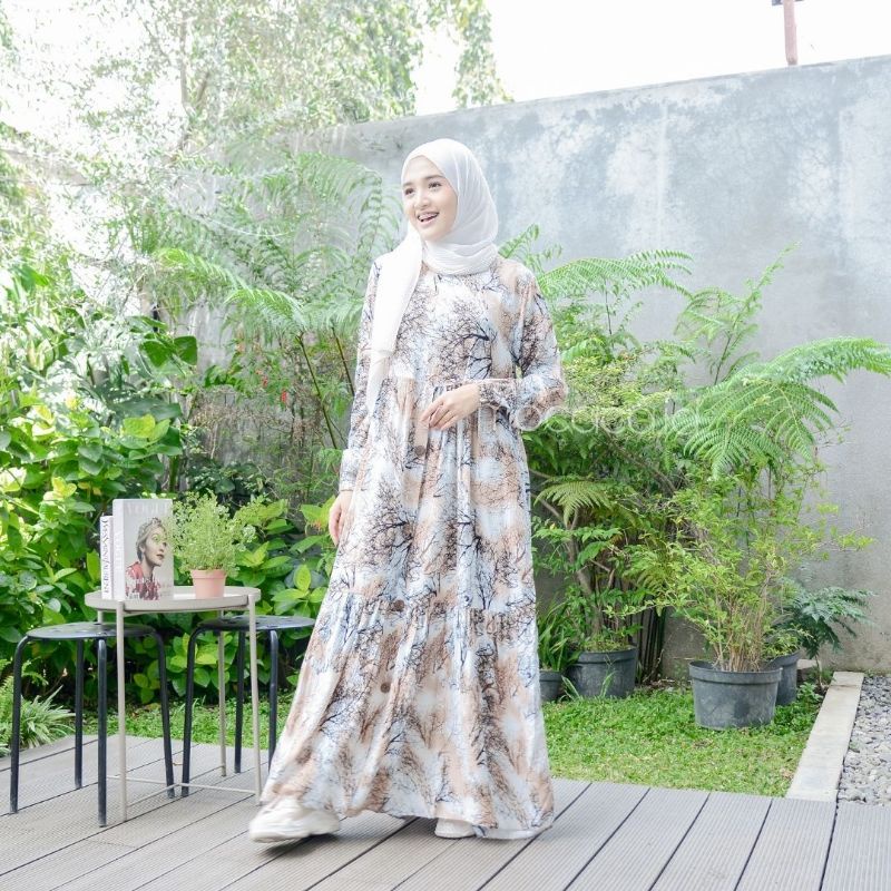 Home Dress Busui Friendly Bahan Katun Rayon Premium Adem Cocok buat ke pantai tali pinggang lengan karet motif akar root