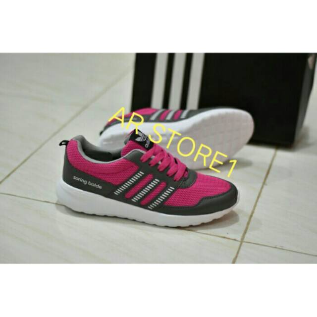Sepatu Sport Wanita Adidas Springblade Abu Pink Running Senam Cewek