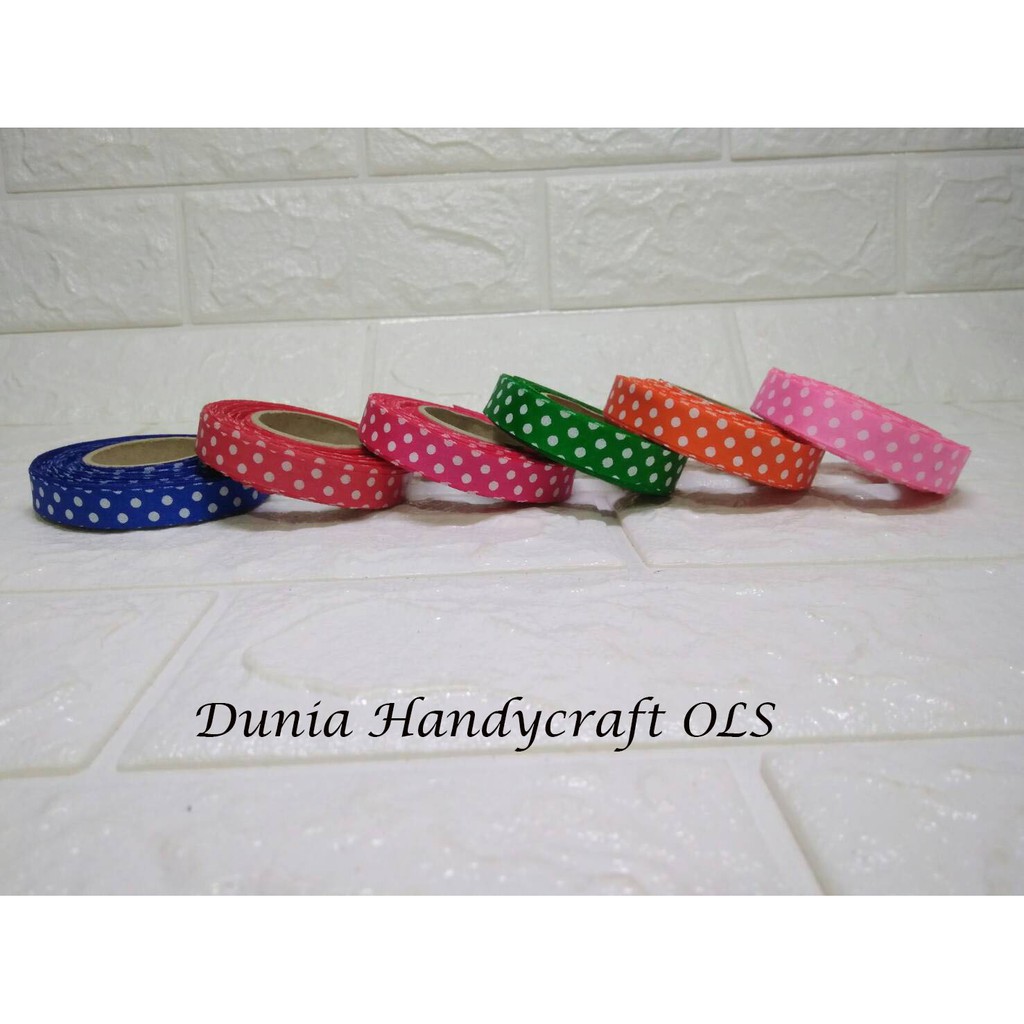 Pita Polkadot 1/2 inch Pita Warna Hiasan Kado Souvenir Murah