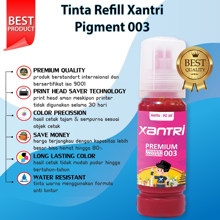 Tinta Pigment Epson 001 003 Pigmen Ink Printer L1110 L3110 L3150 L4150 L4160 L5190 L6160 L6190