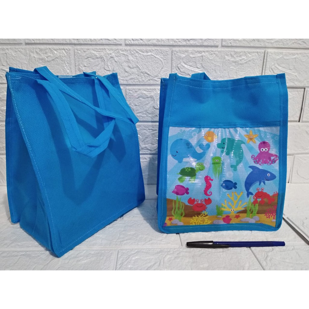 Tas NK Tema Animal Spunbond Goodie Bag Souvenir Ulang Tahun Anak Bingkisan Party Gift Birthday-5