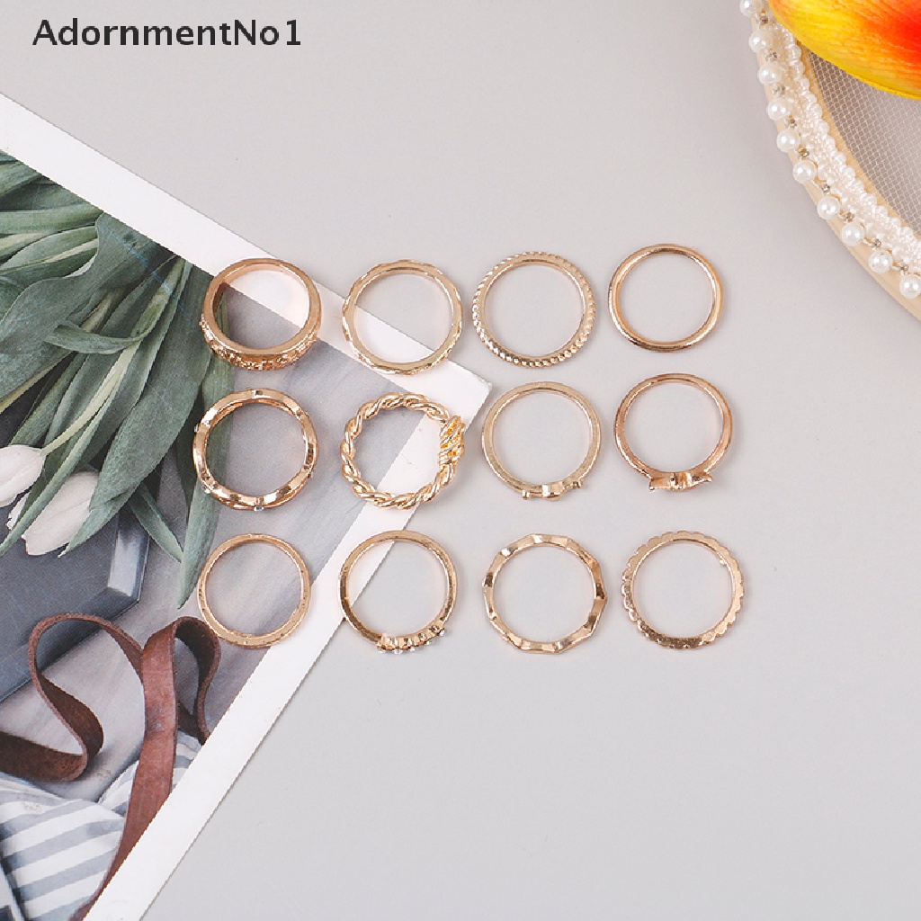 (AdornmentNo1) 12pcs / set Cincin Gaya Punk / Gotik Untuk Wanita