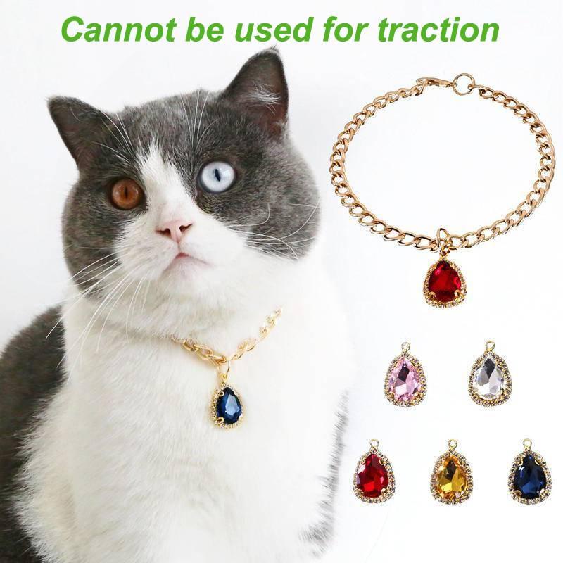 Kalung Leher Anjing / Kucing Adjustable Bahan Metal Hias Kristal / Berlian Untuk Pesta Ulang Tahun