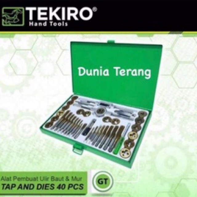 Tap And Dies TEKIRO 40 pcs - Alat Snai dan Tap Ulir Baut Set 40pcs - Alat Tap Senai 40pc GT-TD1726