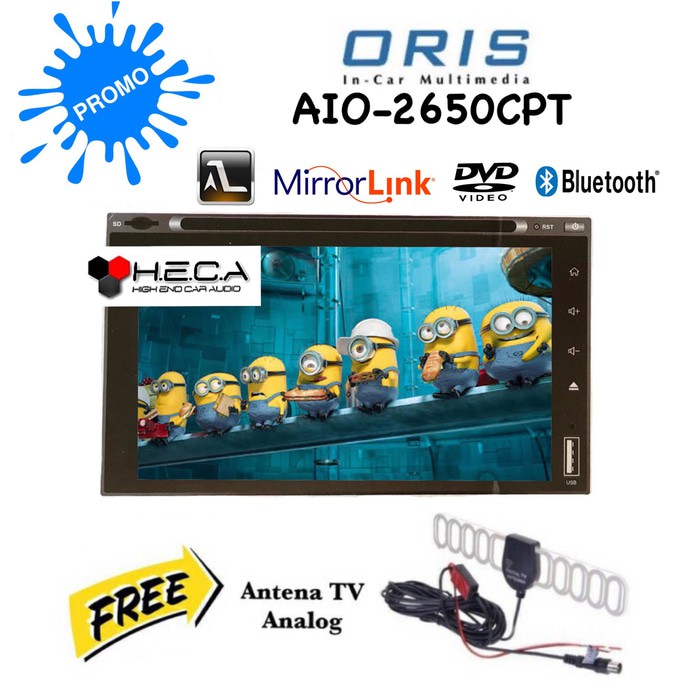 Hot Promo Head Unit Double din ORIS AIO-2650CPT HRS Tape Mobil TV Mirrorlink