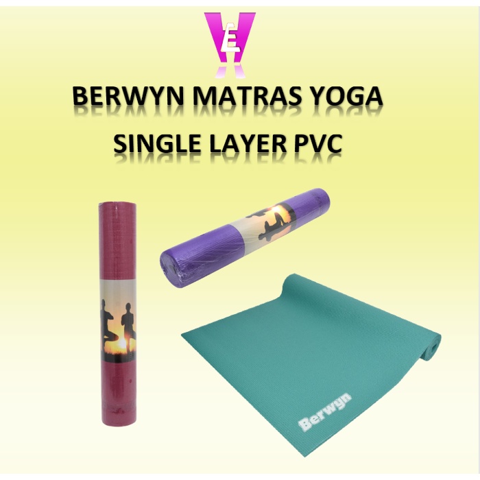 BERWYN MATRAS YOGA SINGGLE / YOGA MAT SINGLE LAYER PVC / ALAT FITNES