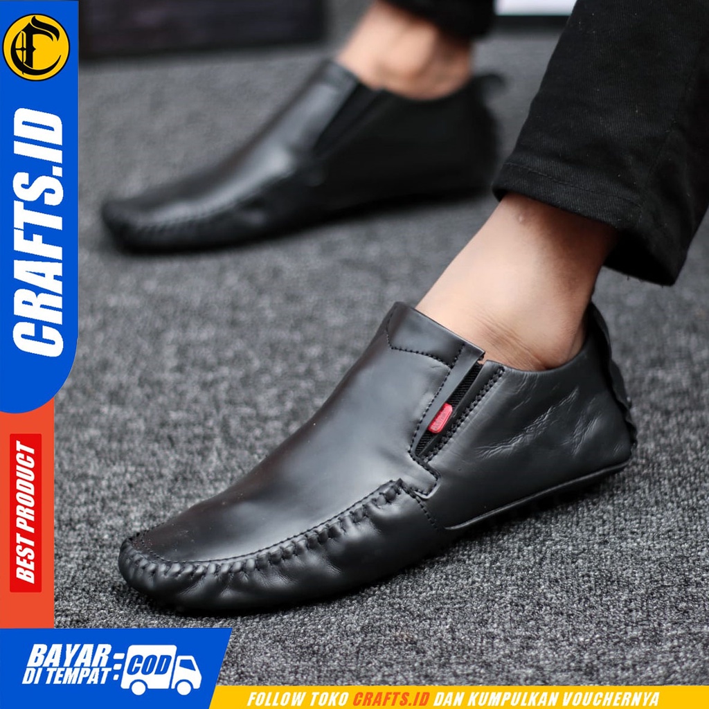 CRAFTS alien - Sepatu Pantofel Formal Kulit Asli Kerja Pria